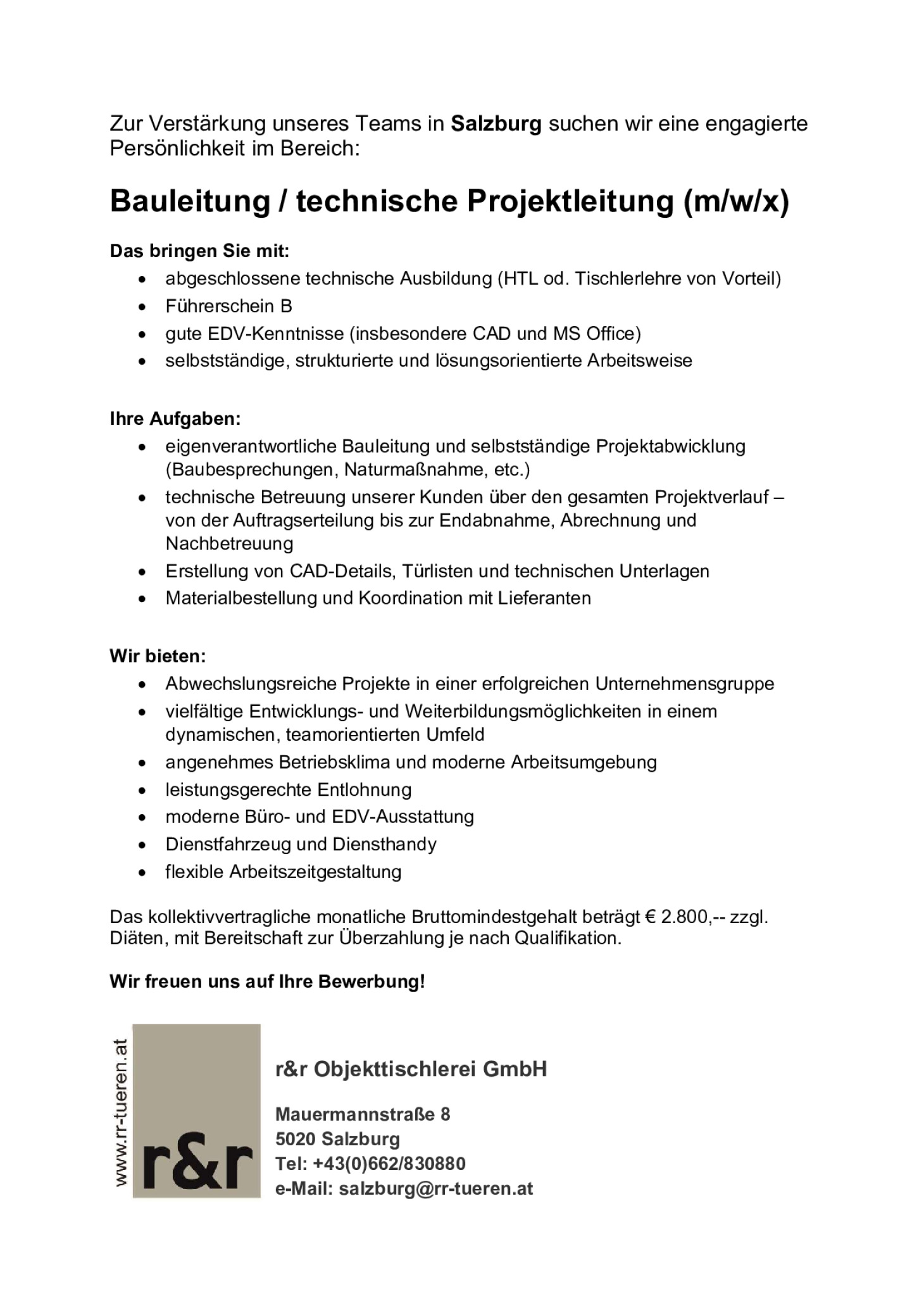 Bauleitung / technische Projektleitung (m/w/x)