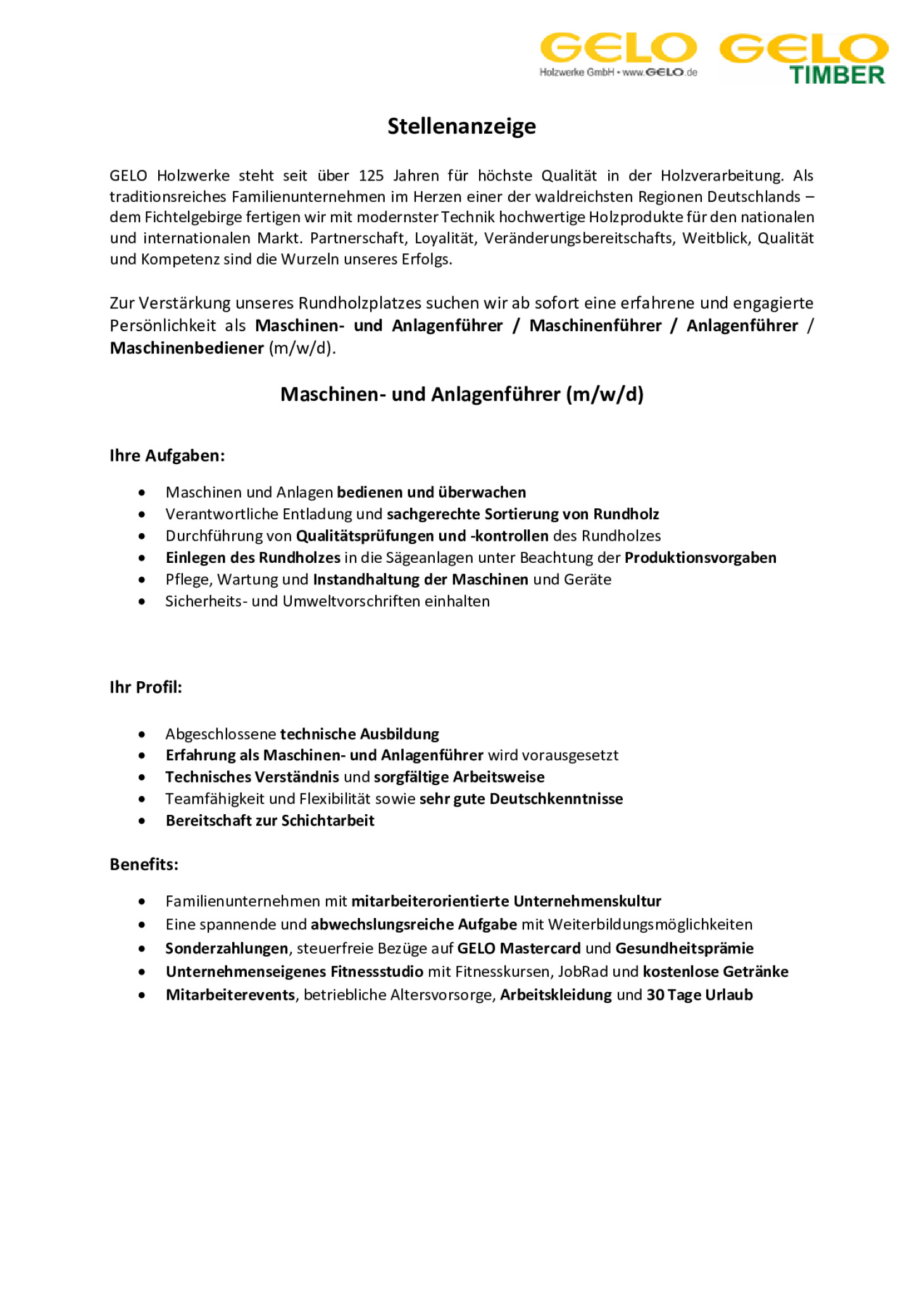 Maschinen- und Anlagenführer (m/w/d)