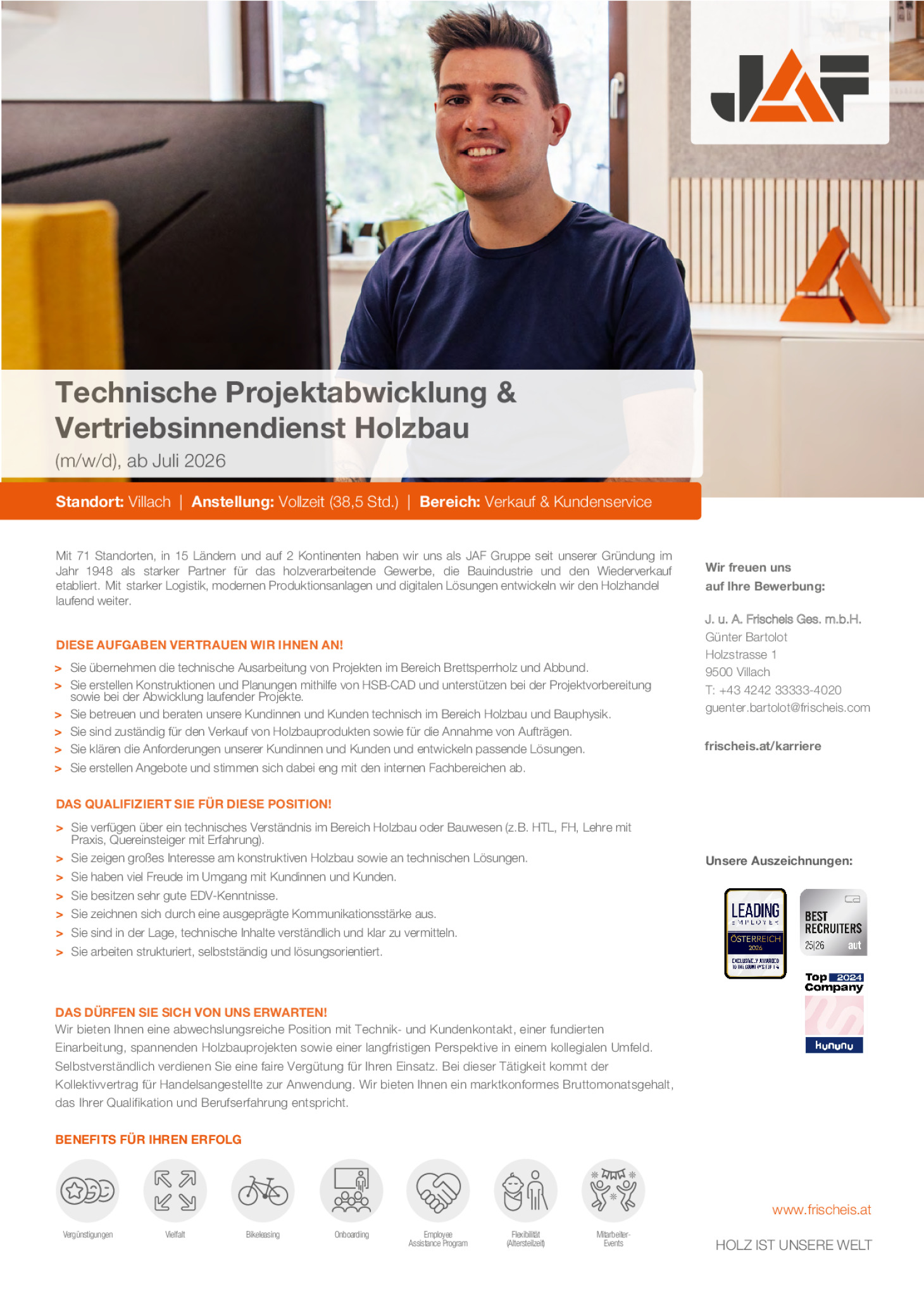 Technische Projektabwicklung & Vertriebsinnendienst Holzbau (m/w/d)