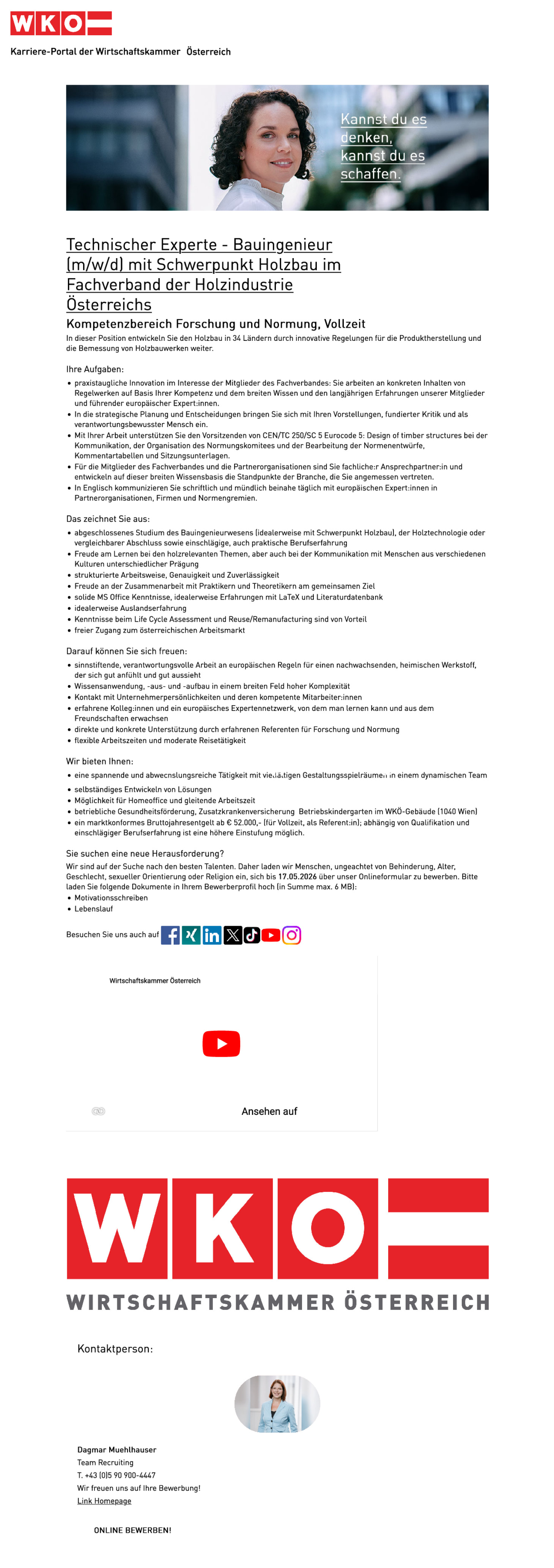 Technischer Experte - Bauingenieur (m/w/d) mit Schwerpunkt Holzbau im Fachverband der Holzindustrie Österreichs