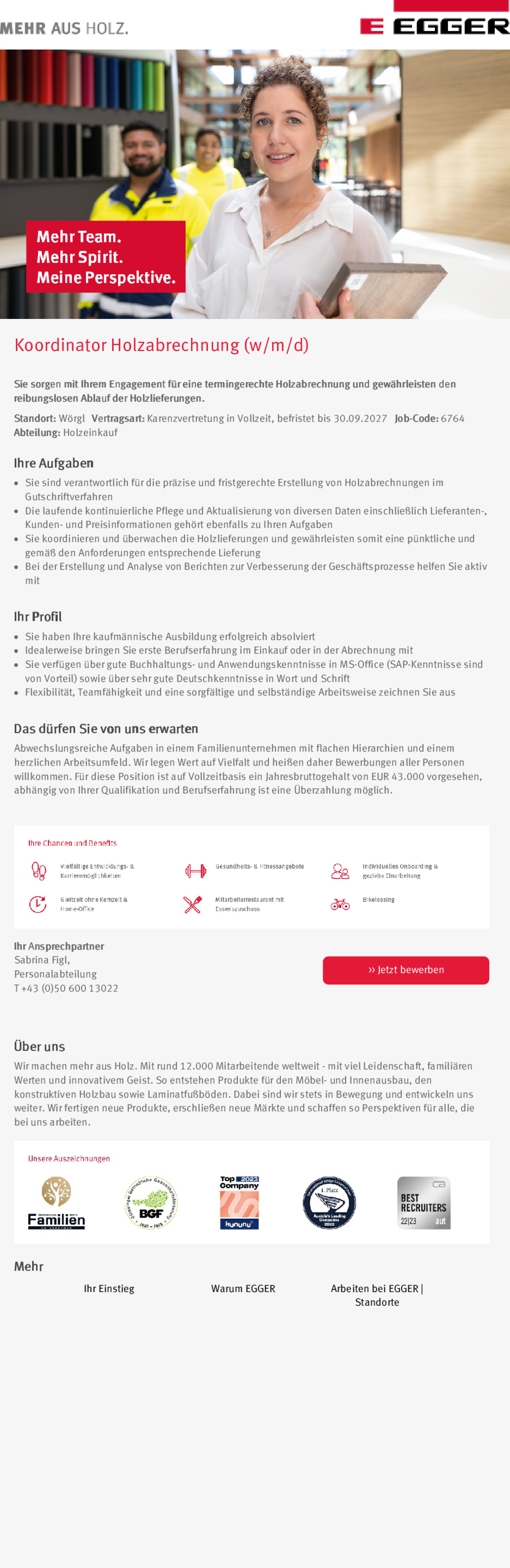 Koordinator Holzabrechnung (w/m/d)