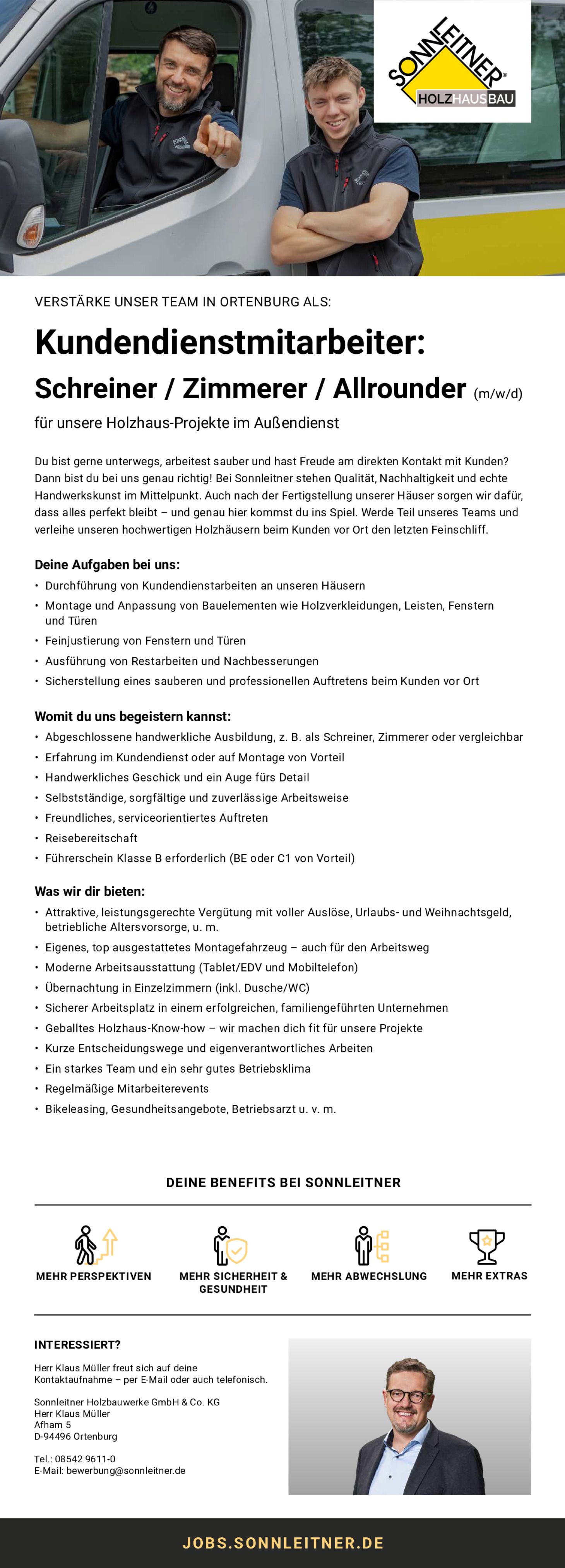 Kundendienstmitarbeiter: Schreiner / Zimmerer / Allrounder (m/w/d)