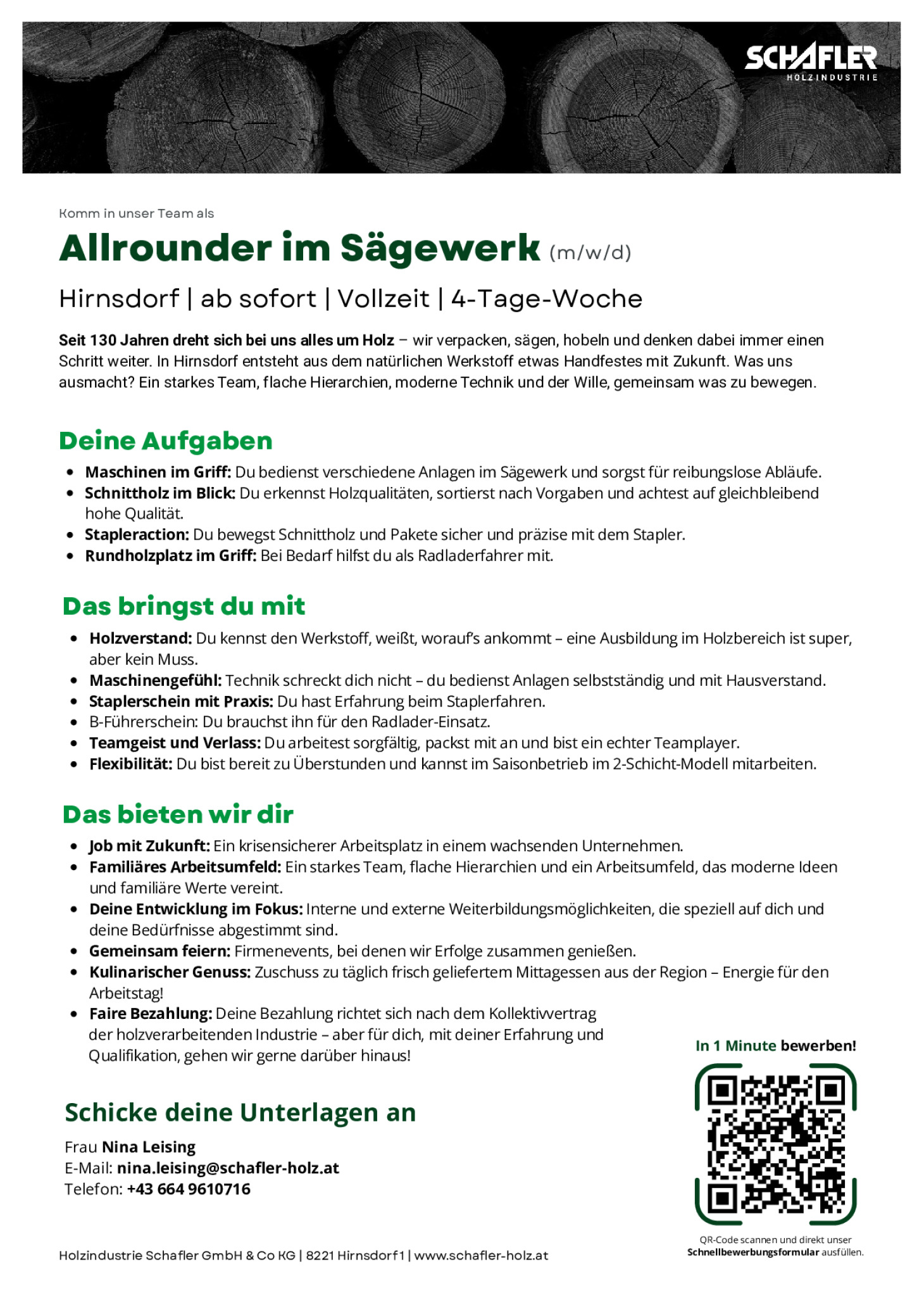 Allrounder im Sägewerk (m/w/d)