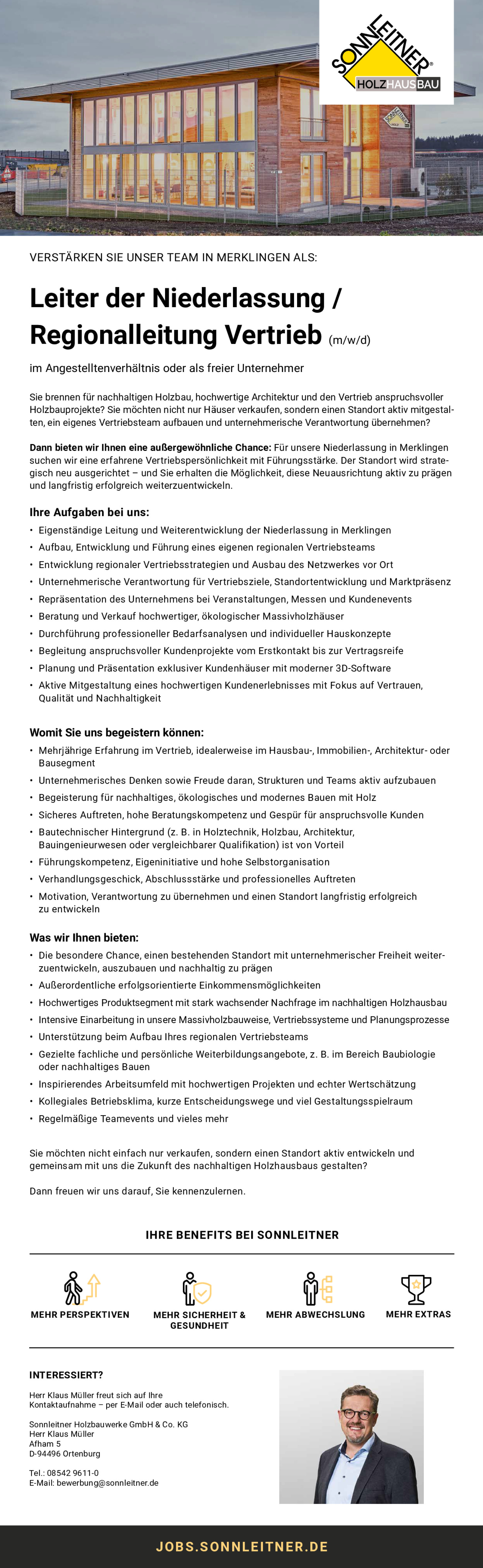 Leiter der Niederlassung / Regionalleitung Vertrieb (m/w/d)