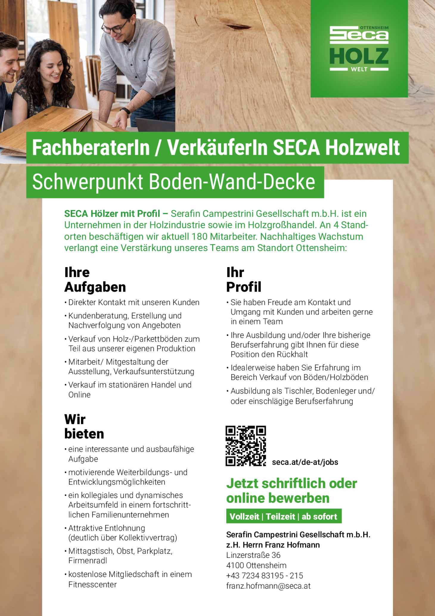FachberaterIn/VerkäuferIn SECA Holzwelt