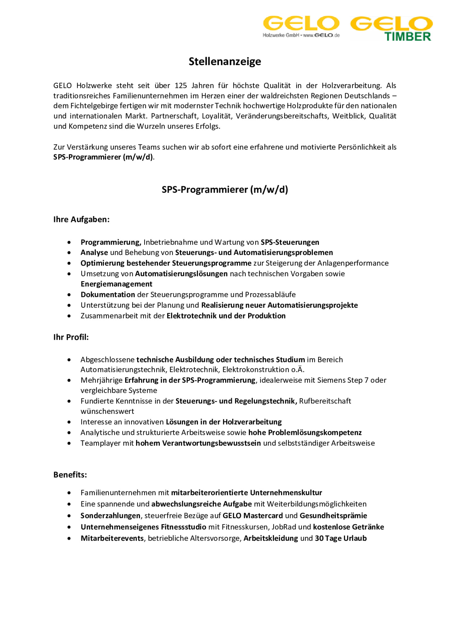 SPS-Programmierer (m/w/d)