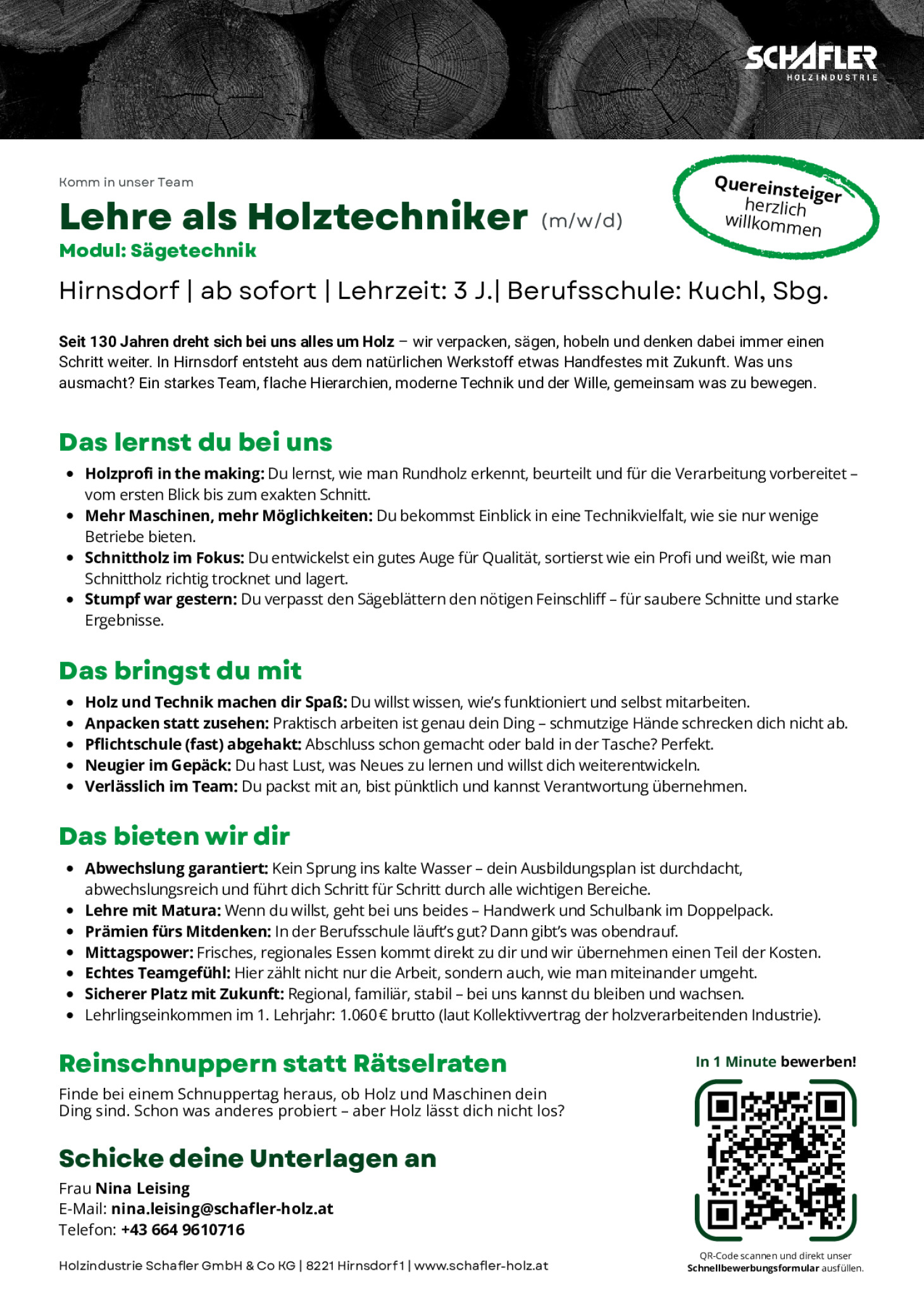 Lehre als Holztechniker (m/w/d) | Modul: Sägetechnik