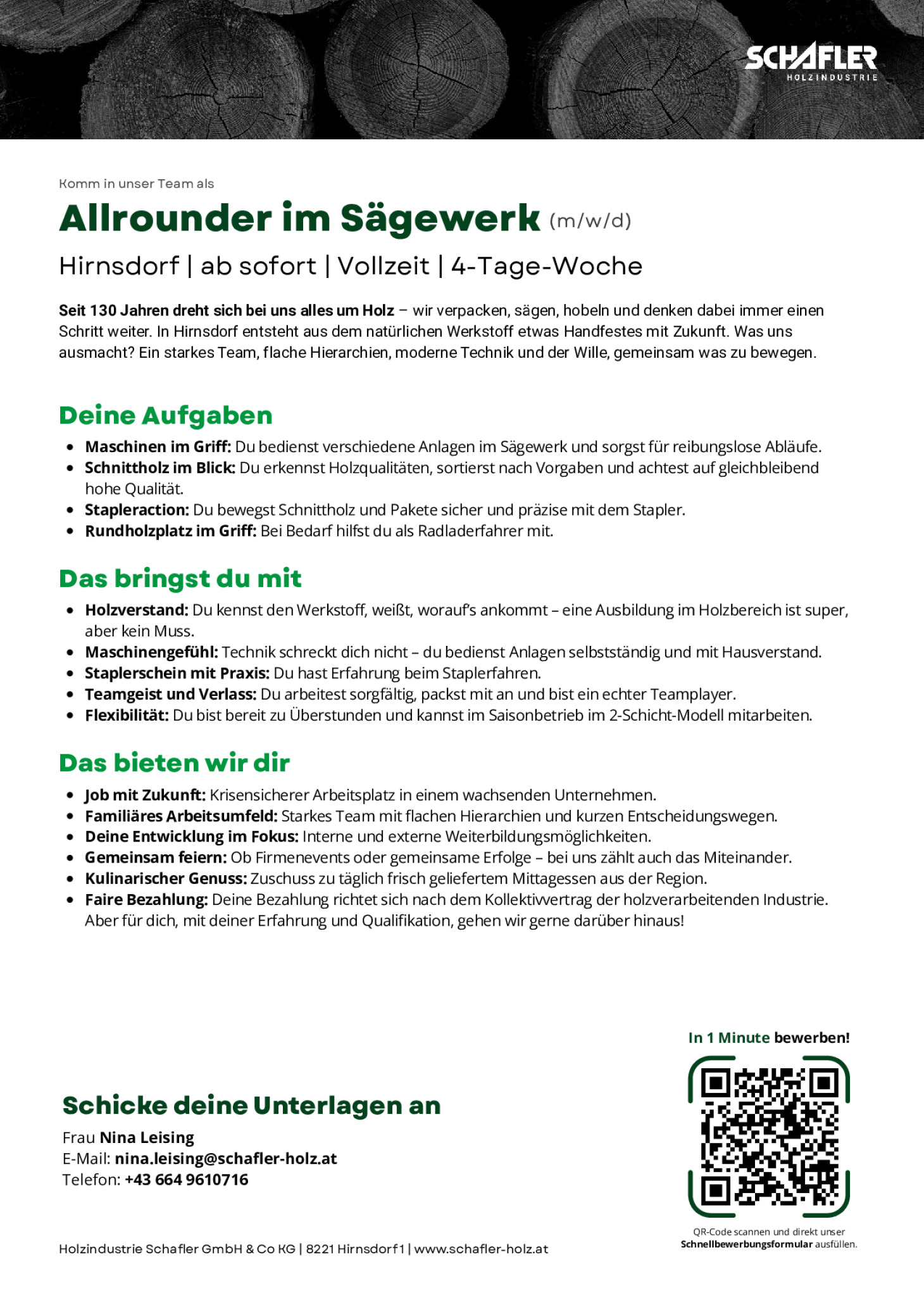 Allrounder im Sägewerk (m/w/d)