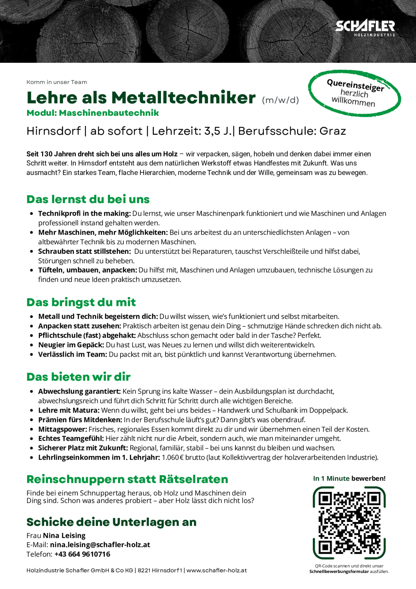Lehre als Metalltechniker (m/w/d) | Modul: Maschinenbautechnik