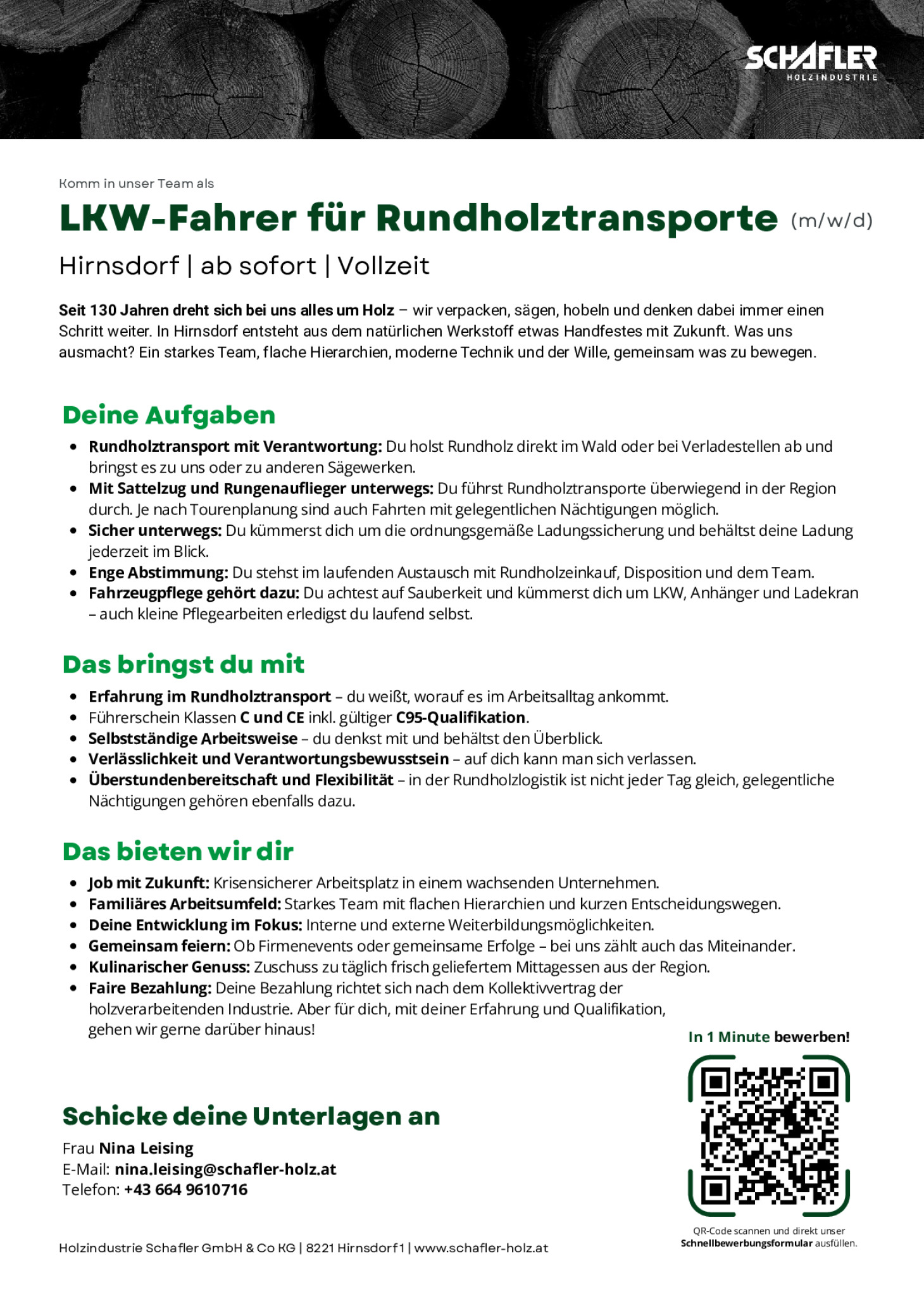 LKW-Fahrer (m/w/d) für Rundholztransporte