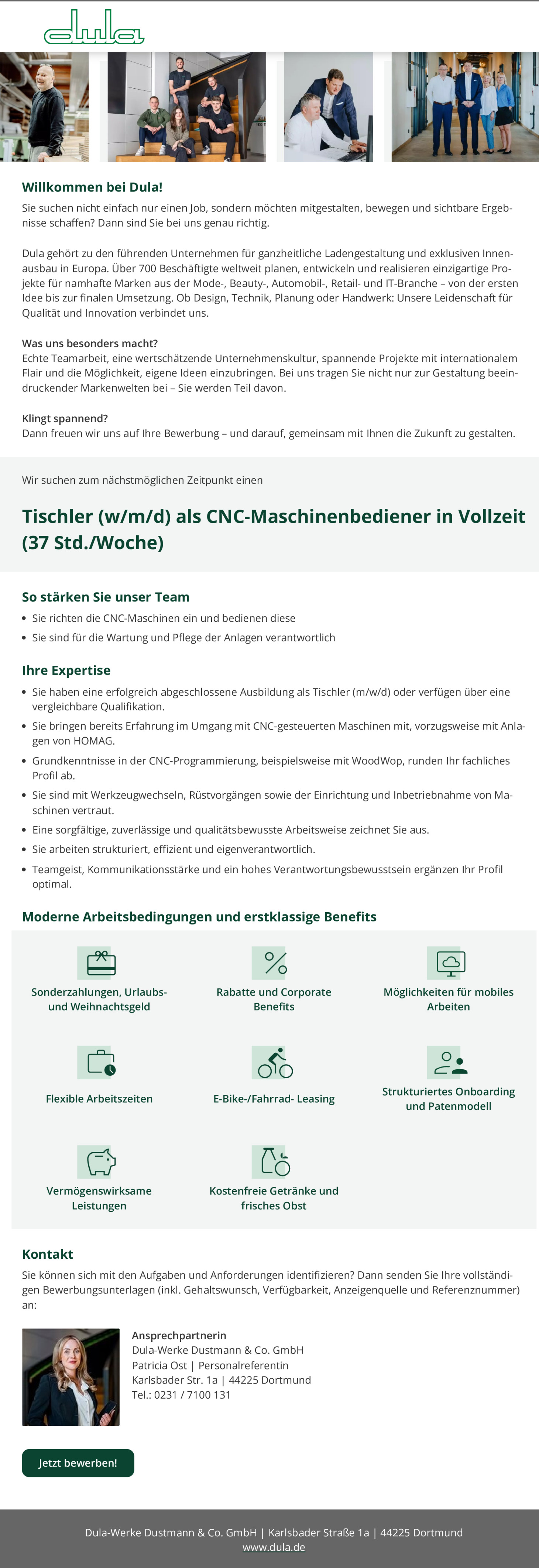 Tischler (w/m/d) als CNC-Maschinenbediener