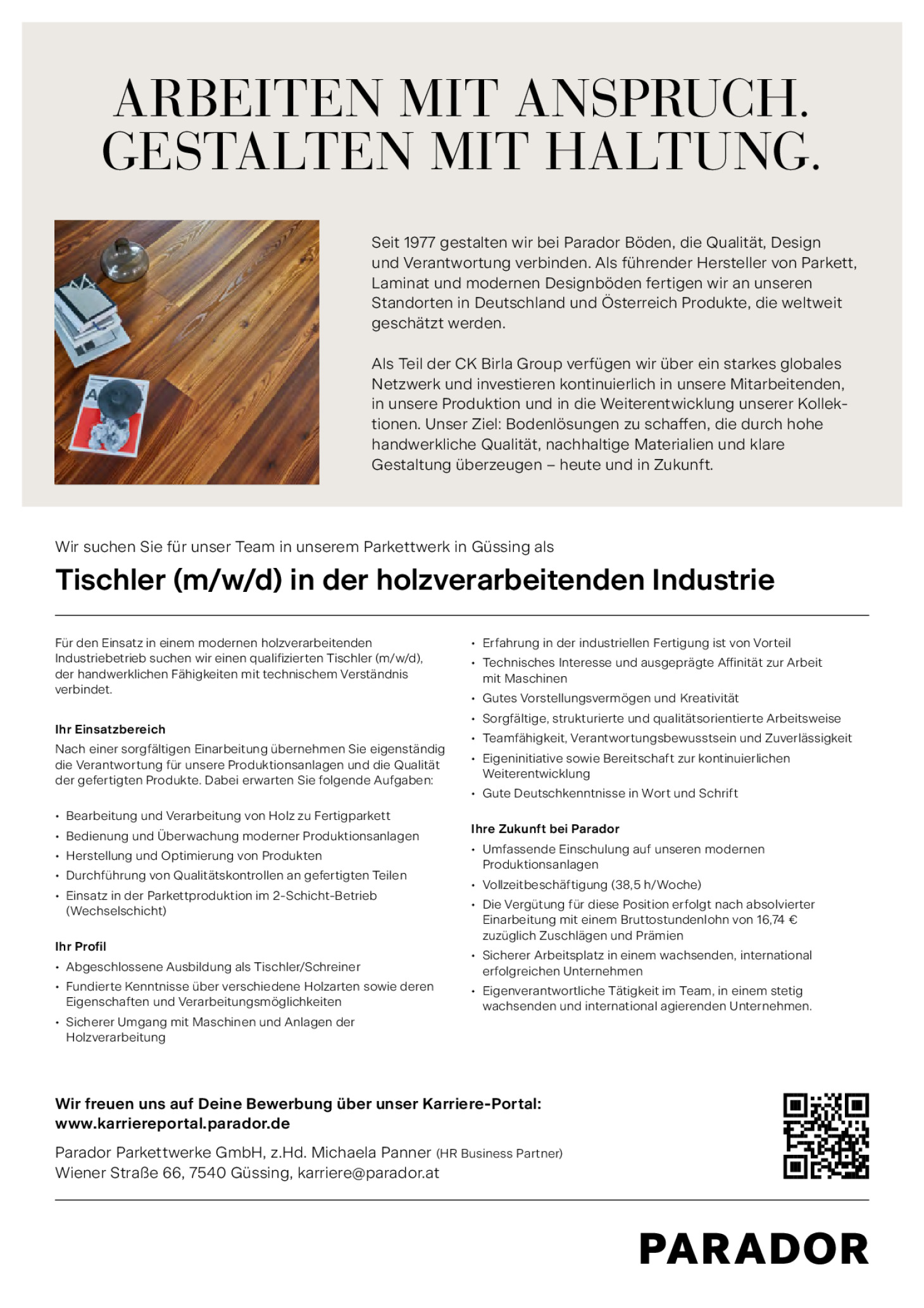 Tischler (m/w/d) in der holzverarbeitenden Industrie