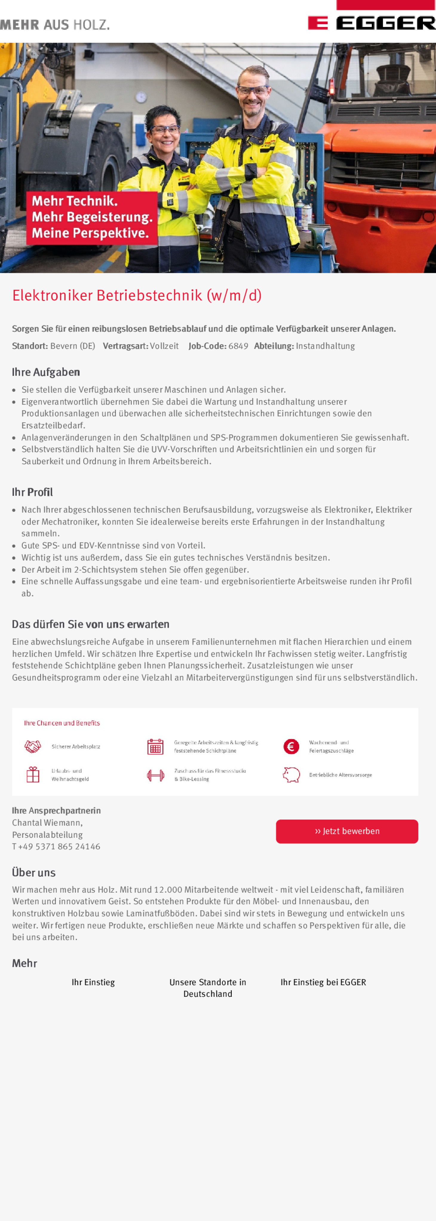 Elektroniker Betriebstechnik (w/m/d)