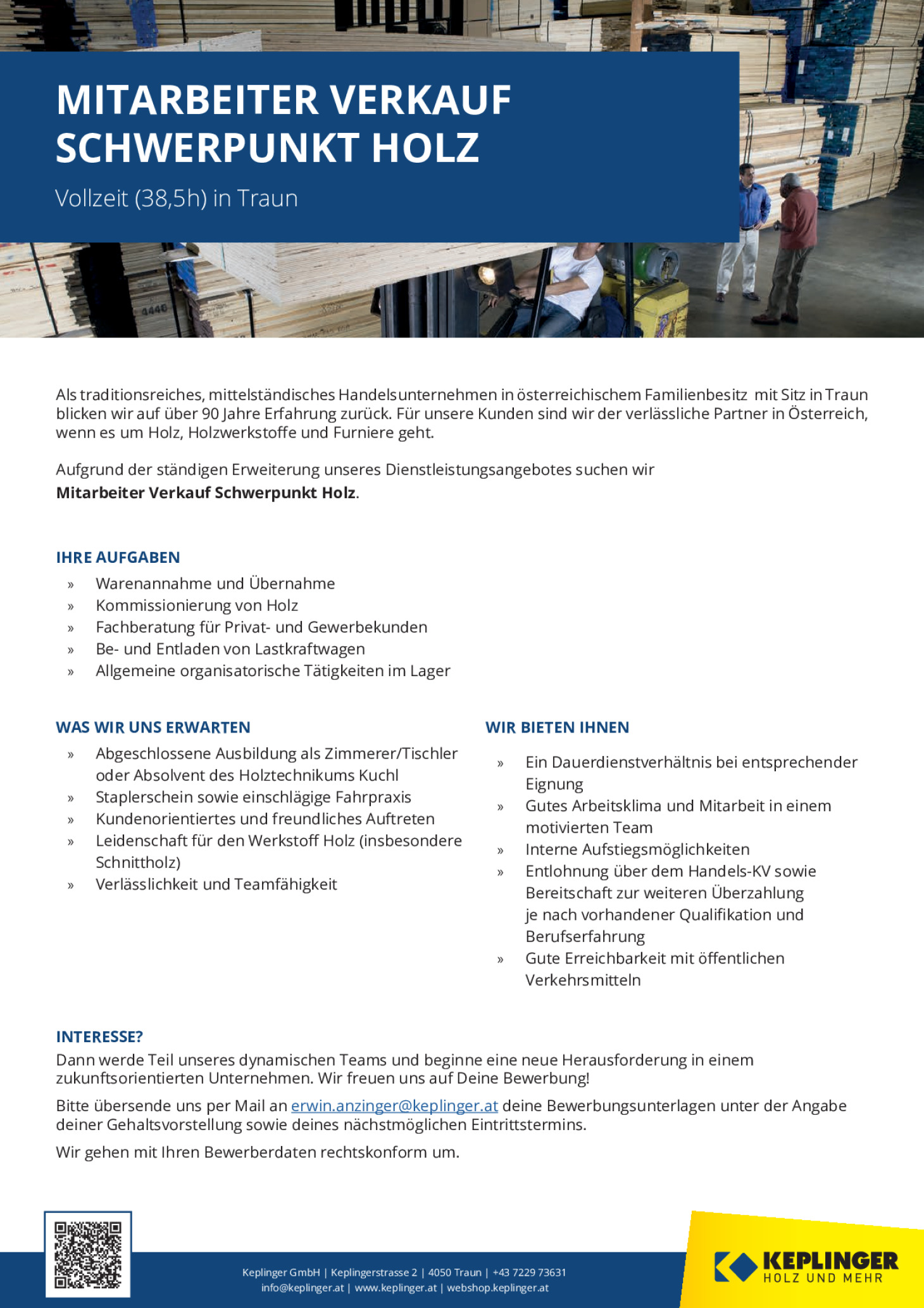 Verkäufer Innendienst / Abteilung Schnittholz (m/w/d)