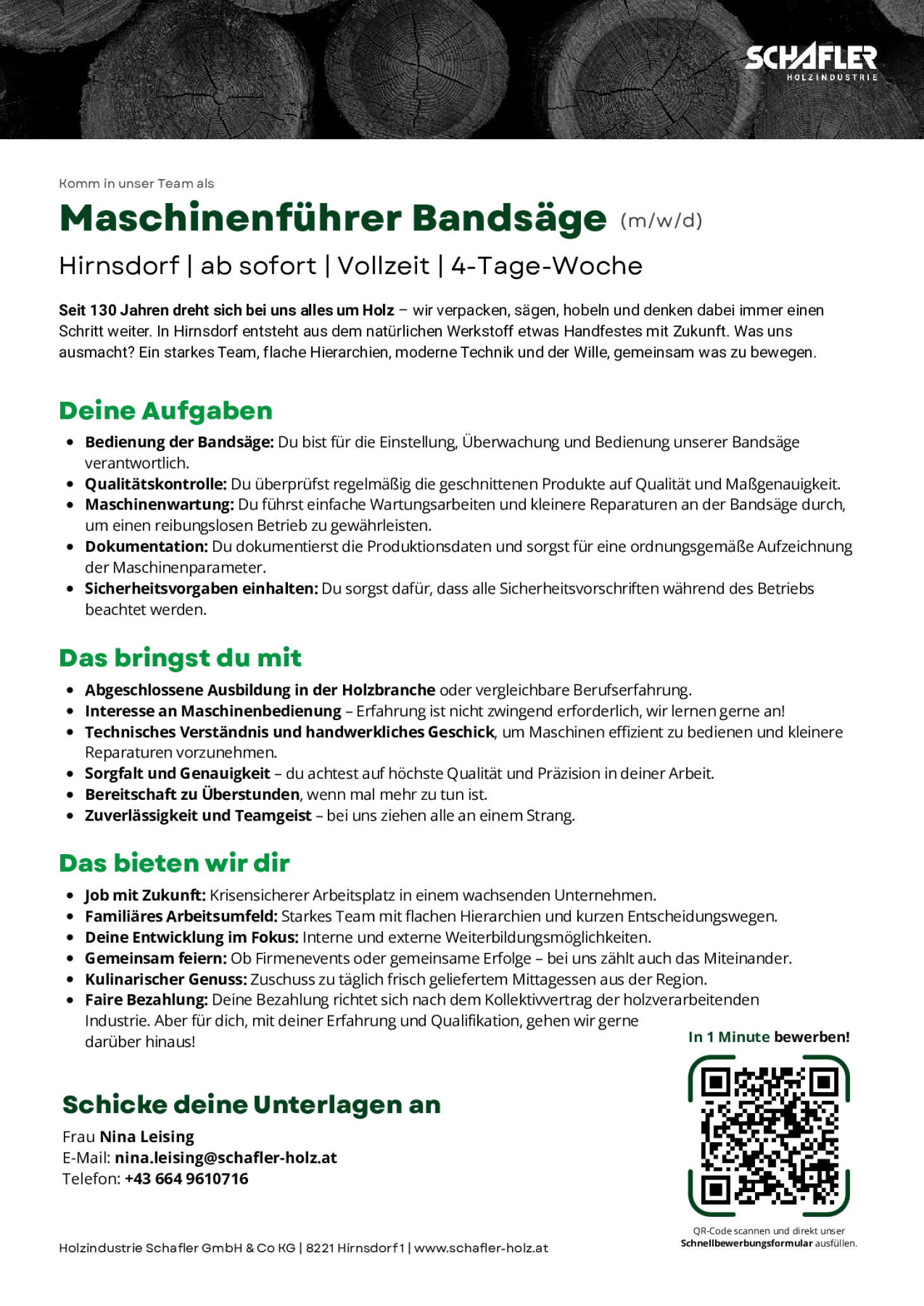 Maschinenführer Bandsäge (m/w/d)