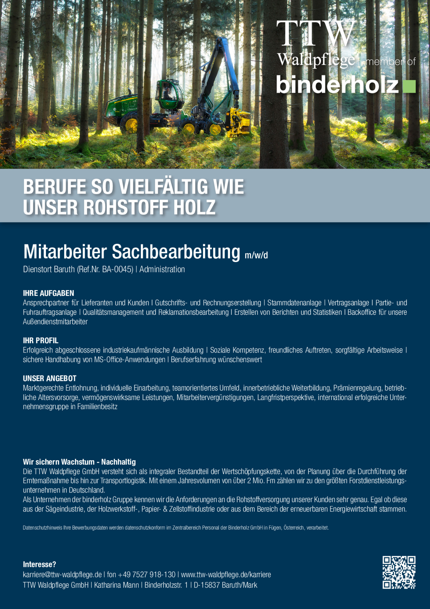 Mitarbeiter Sachbearbeitung (m/w/d) - Baruth, TTW