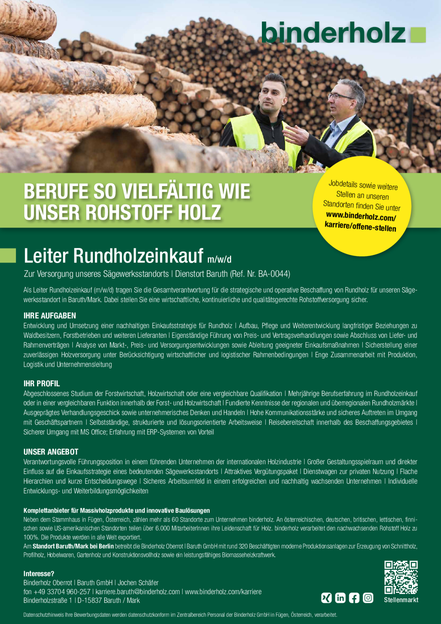 Leiter Rundholzeinkauf (m/w/d) - Baruth