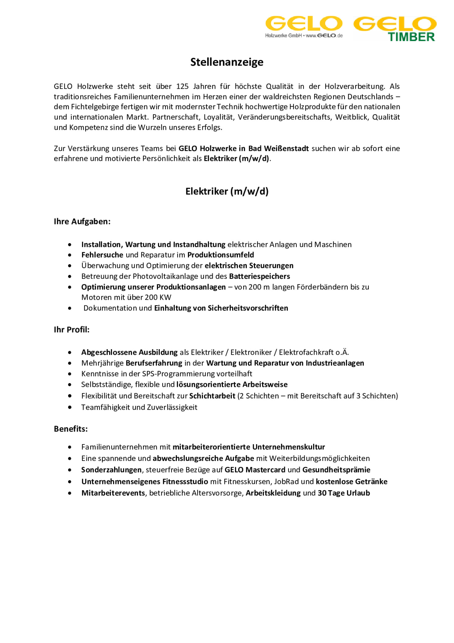 Elektriker (m/w/d)