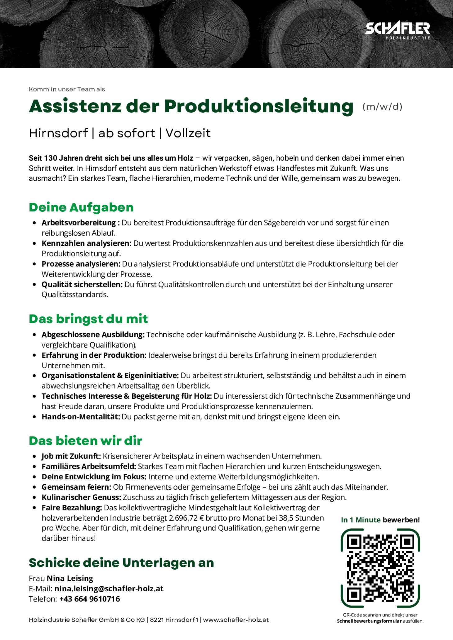 Assistenz der Produktionsleitung (m/w/d)