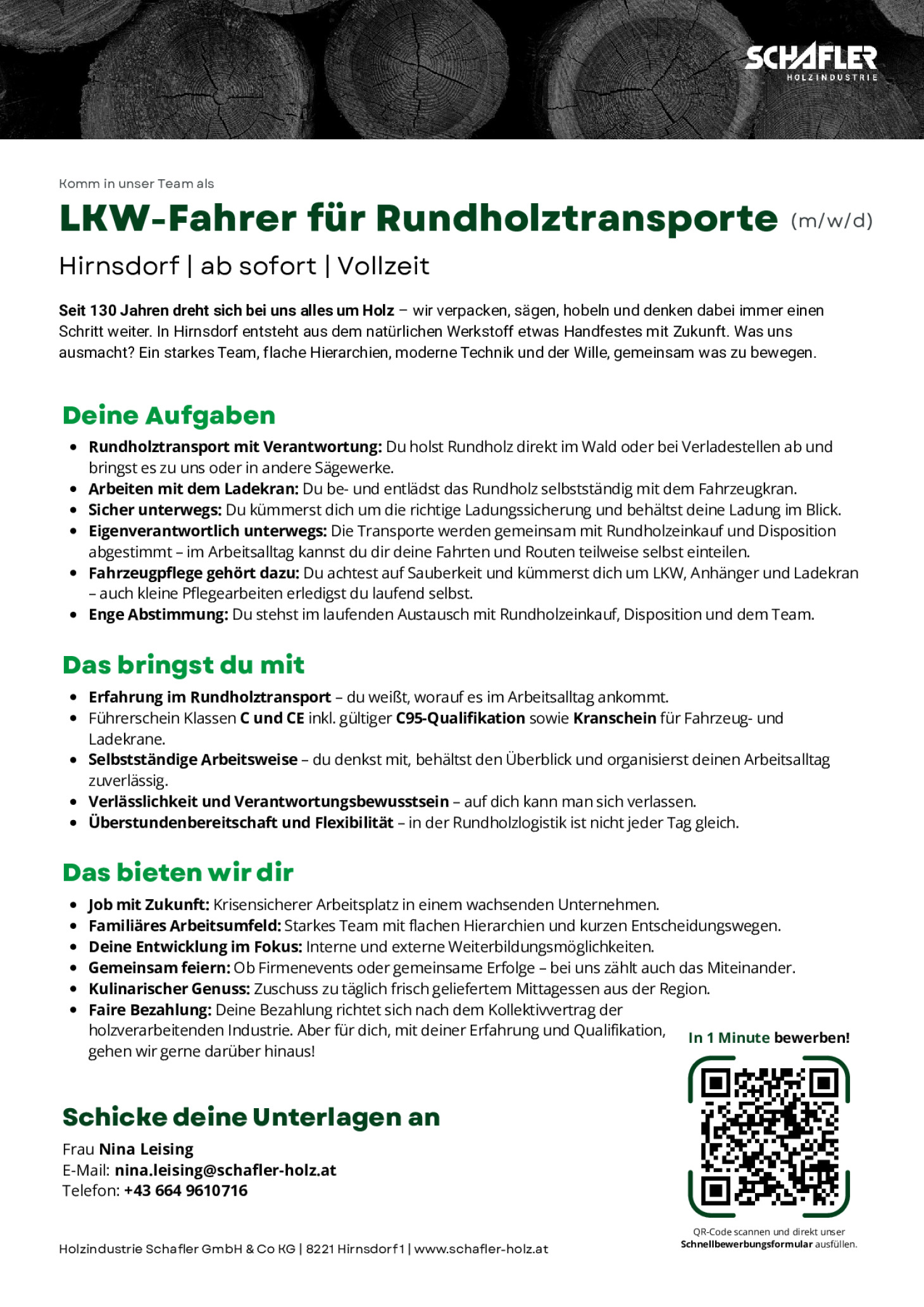LKW-Fahrer (m/w/d) für Rundholztransporte