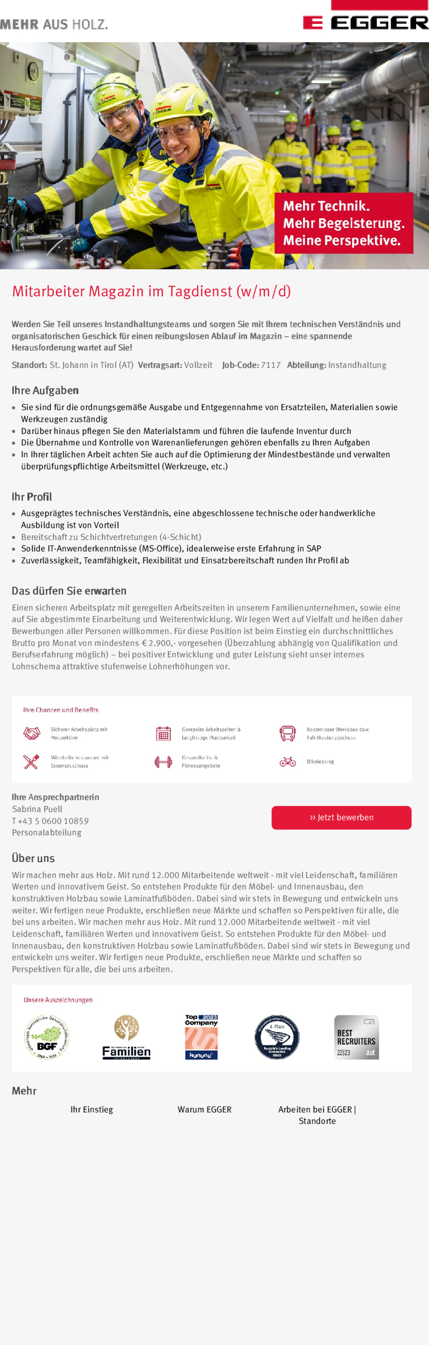 Mitarbeiter Magazin im Tagdienst (w/m/d)
