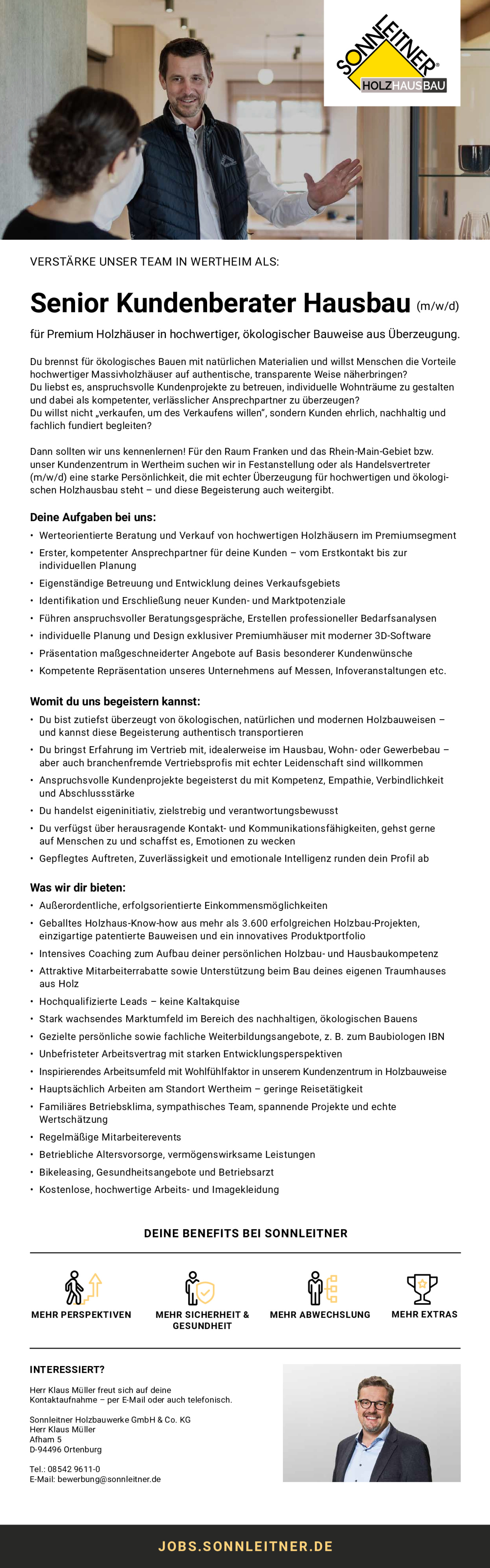 Senior Kundenberater Hausbau (m/w/d) für den Raum Franken bzw. das Rhein-Main-Gebiet