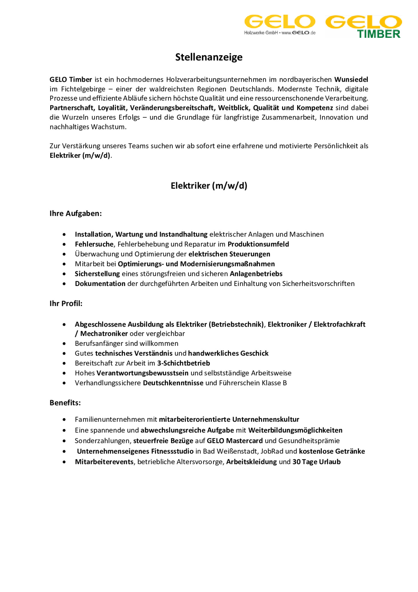 Elektriker (m/w/d)