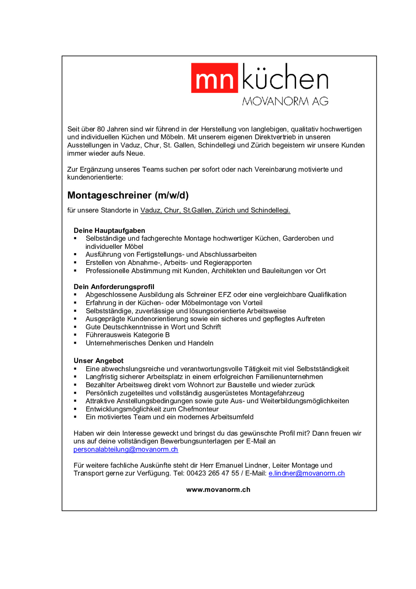 Montageschreiner (m/w/d)