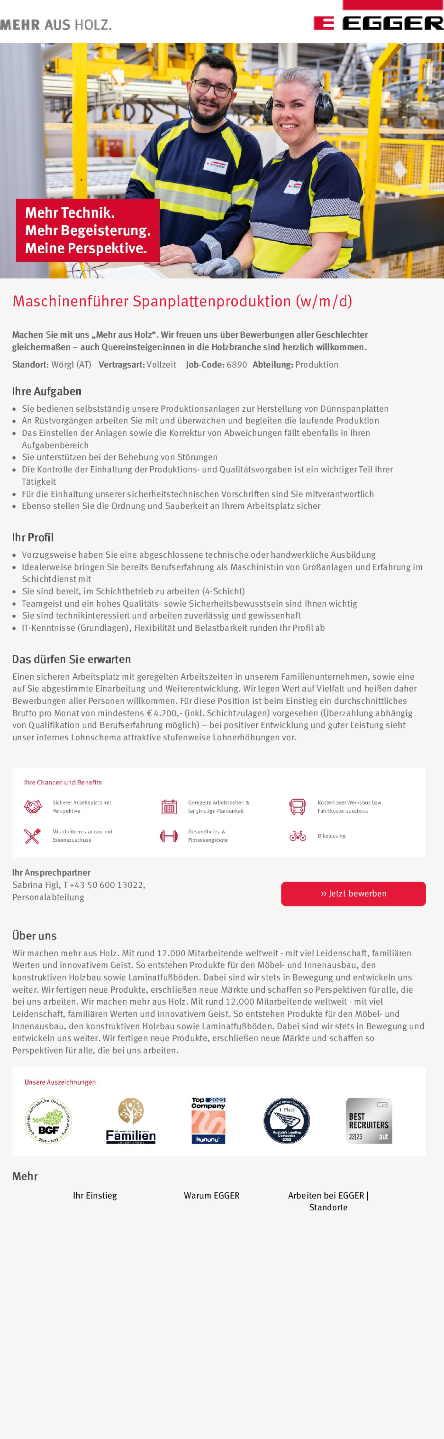 Maschinenführer Spanplattenproduktion (w/m/d)