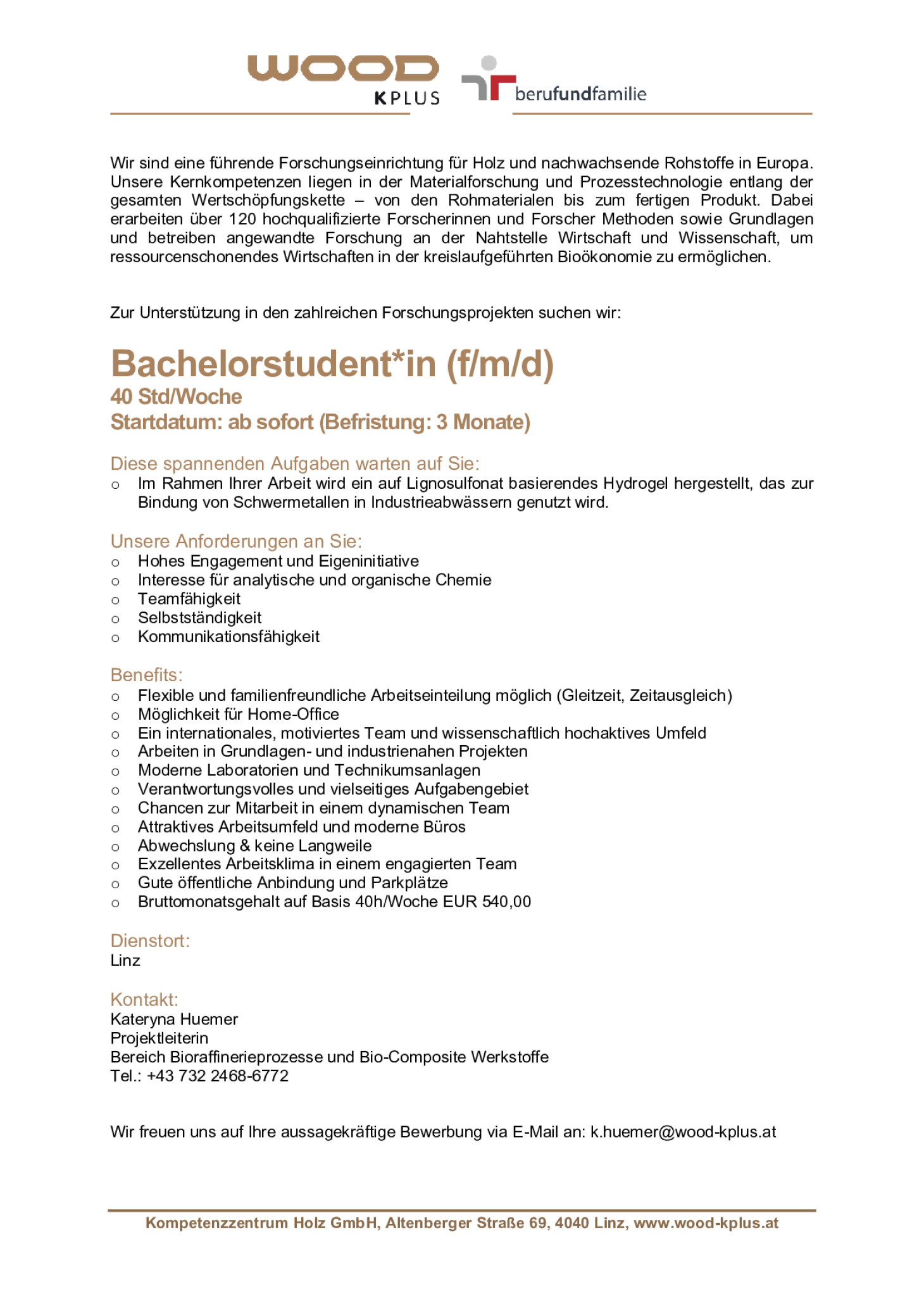 Bachelorstudent*in (f/m/d) – für 40 Std/Woche