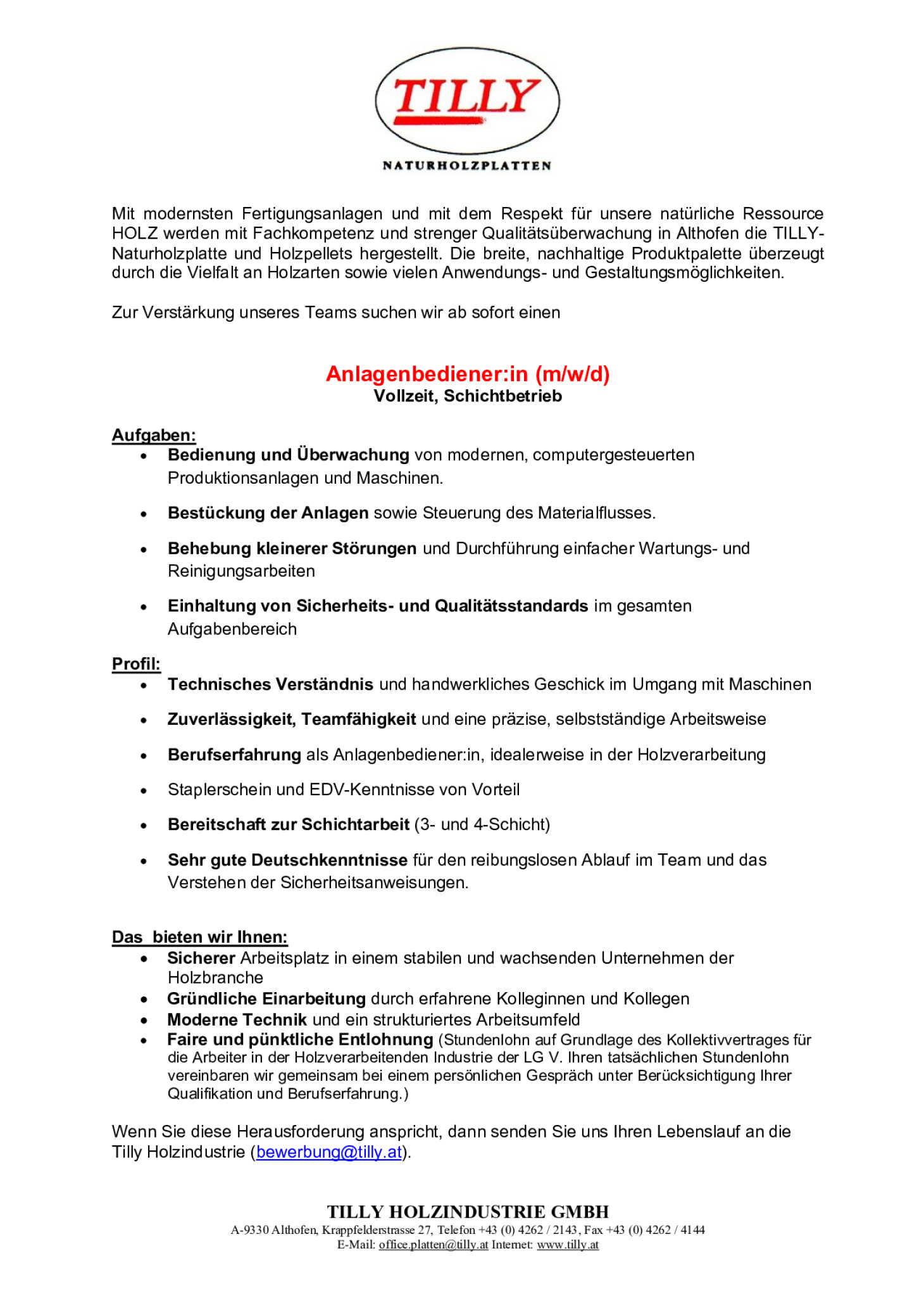 Anlagenbediener:in (m/w/d)