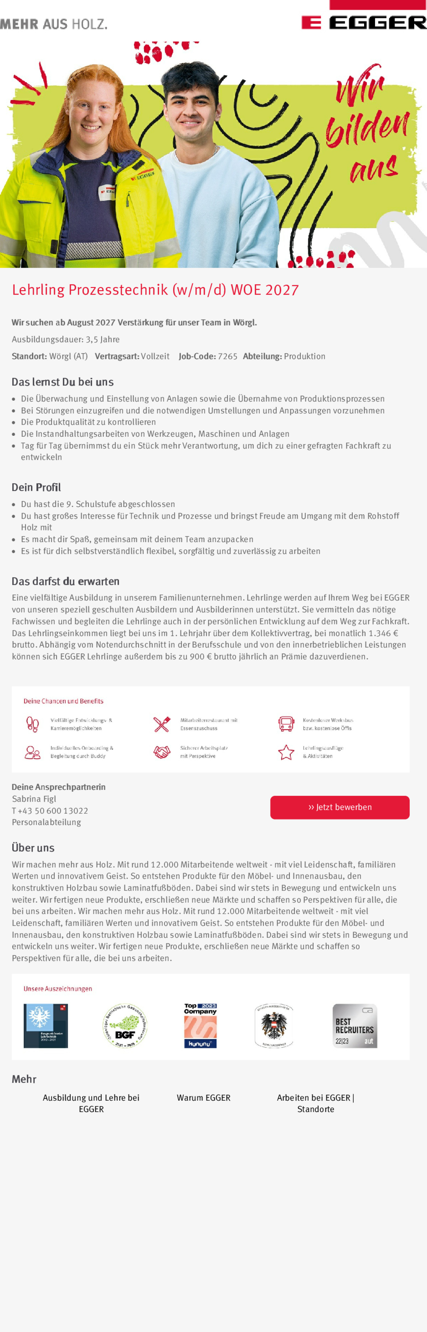 Lehrling Prozesstechnik (w/m/d) WOE 2027