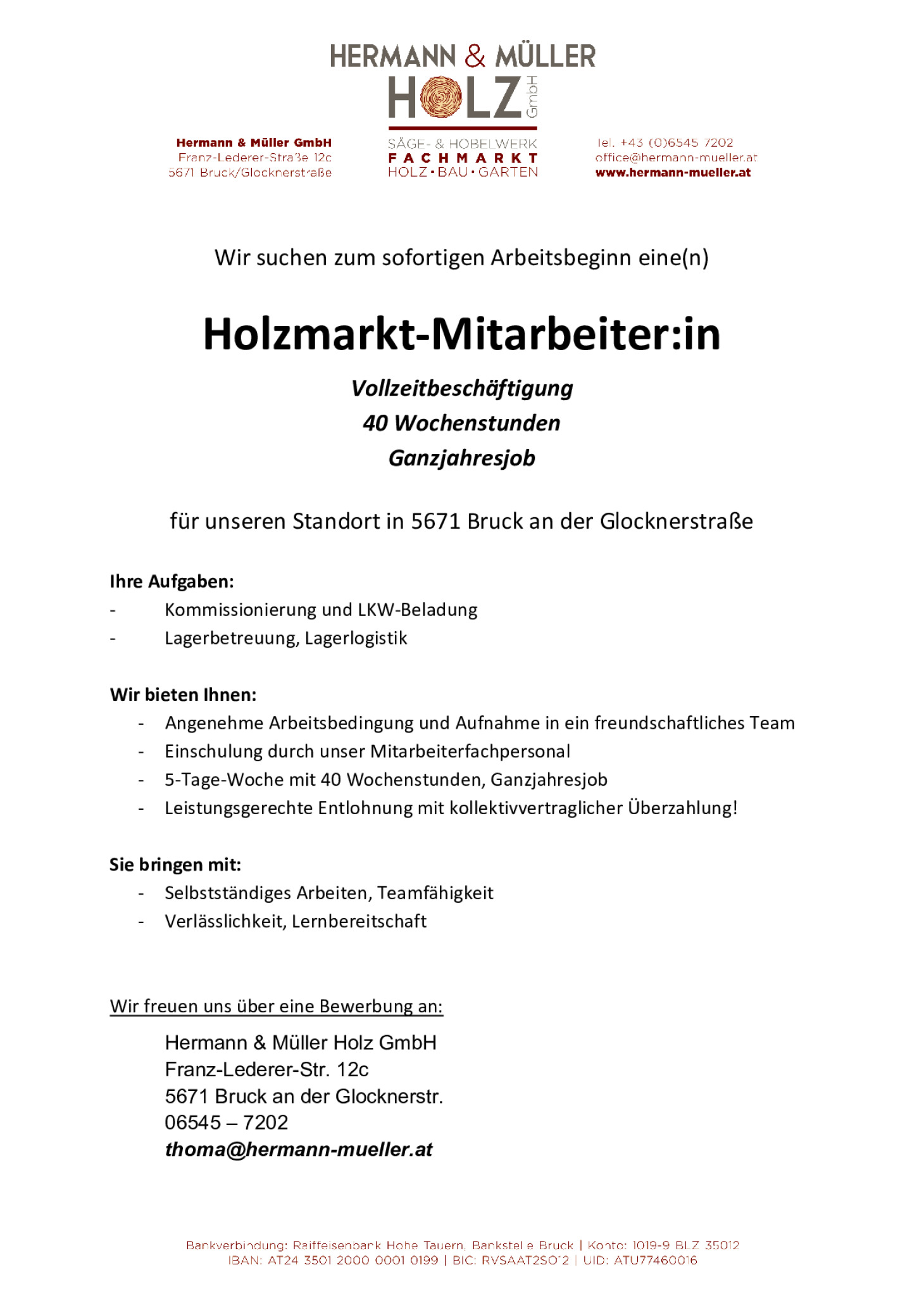 Holzmarkt-Mitarbeiter:in