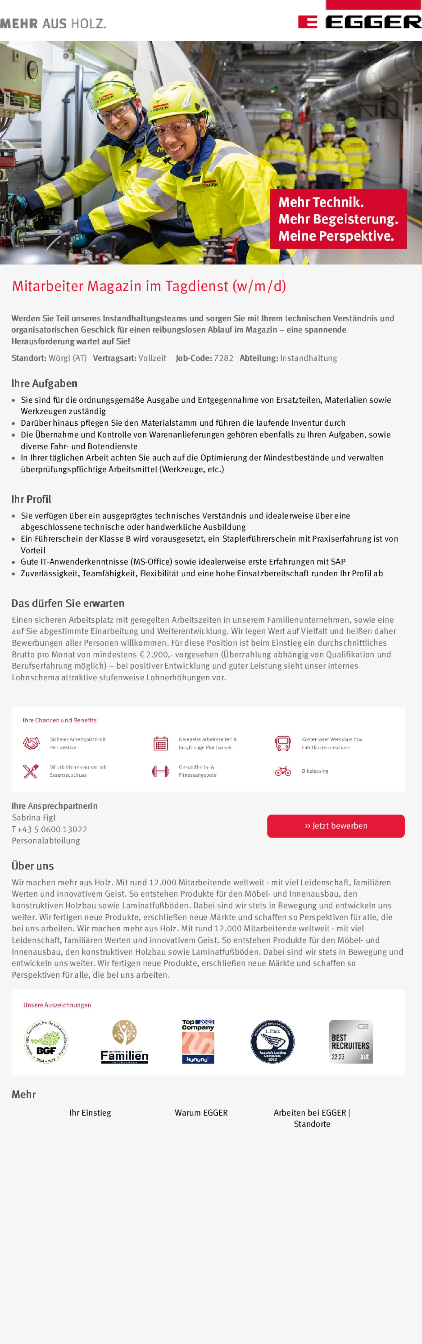 Mitarbeiter Magazin im Tagdienst (w/m/d)