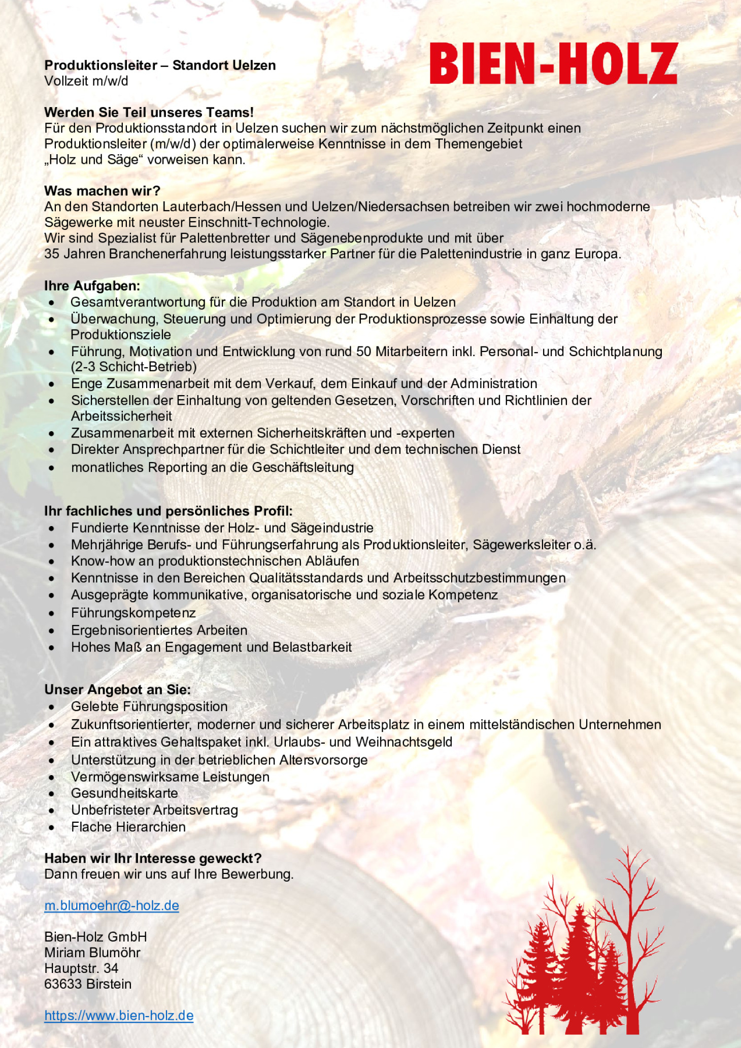 Produktionsleiter – Standort Uelzen