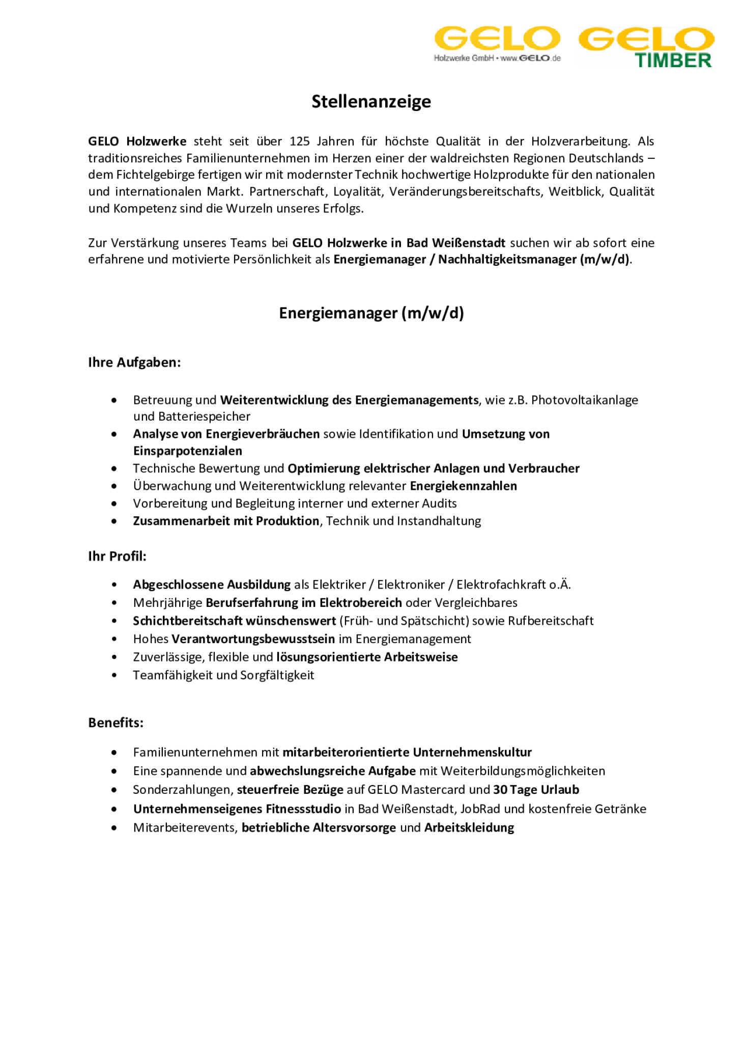 Energiemanager (m/w/d)