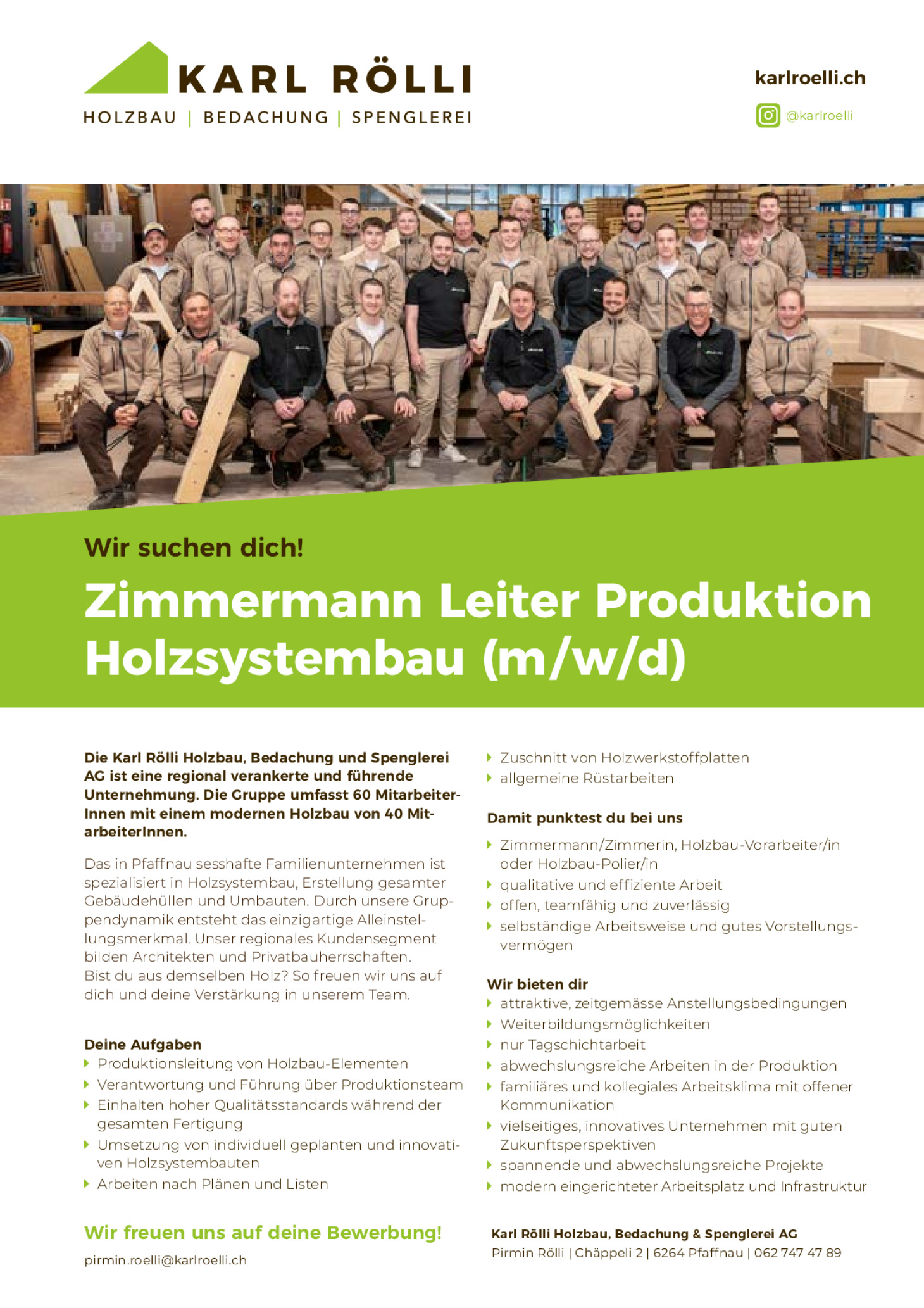 Zimmermann Leiter Produktion Holzsystembau (m/w/d)