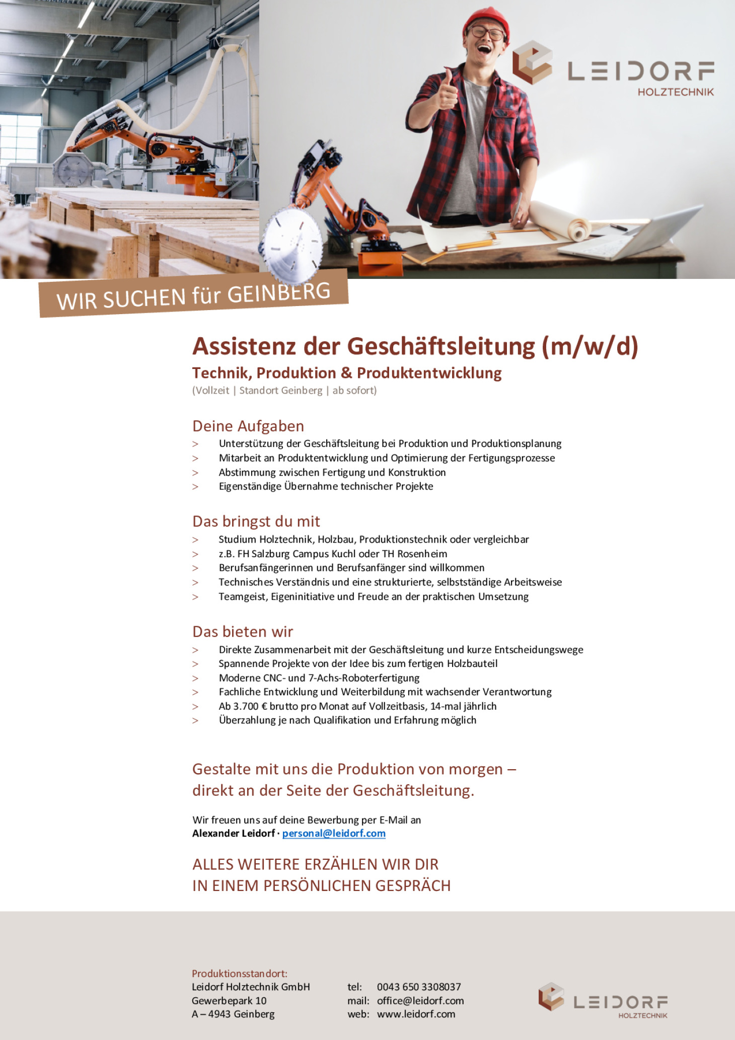 Assistenz der Geschäftsleitung (m/w/d)