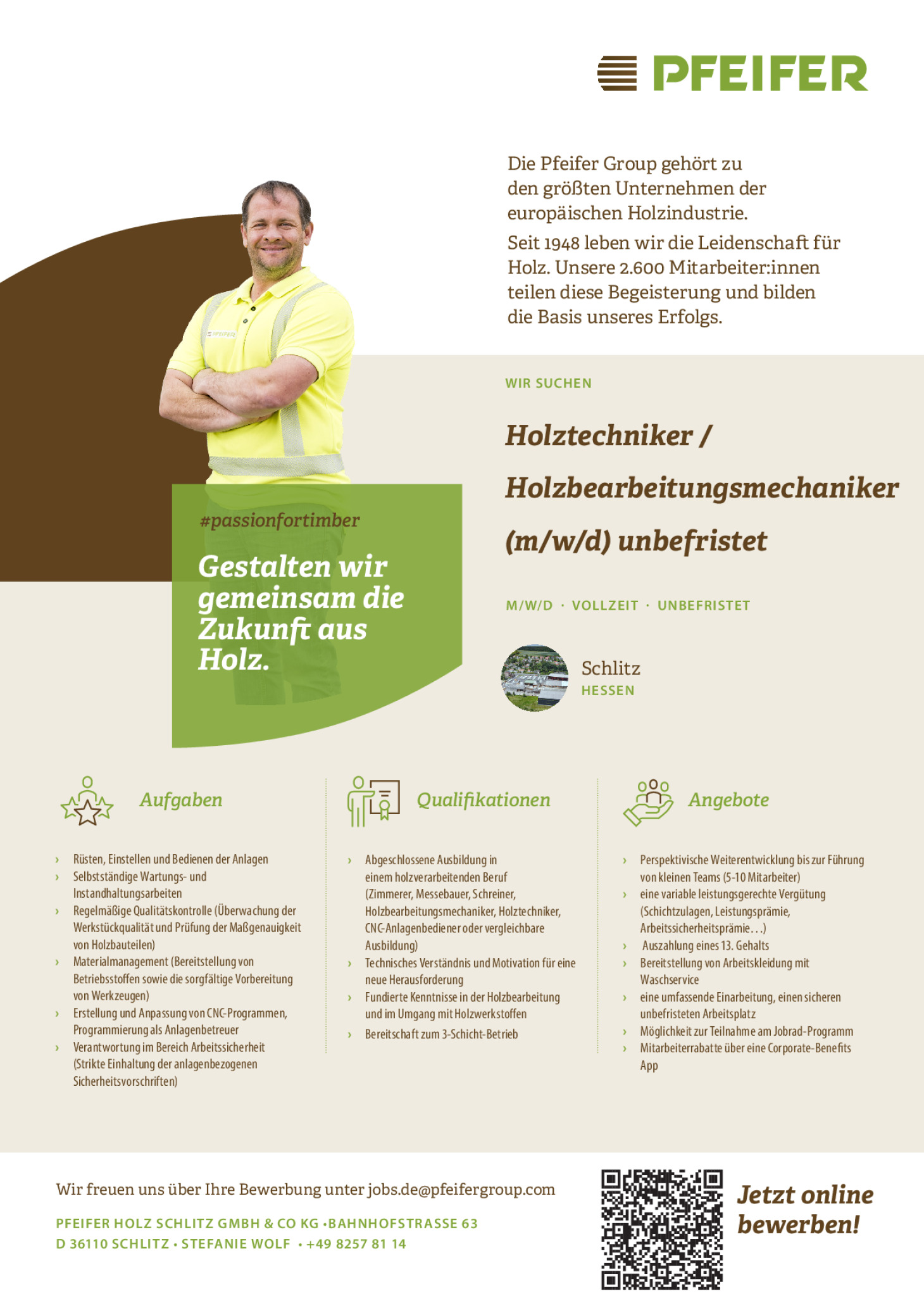 Holztechniker / Holzbearbeitungsmechaniker (m/w/d) unbefristet
