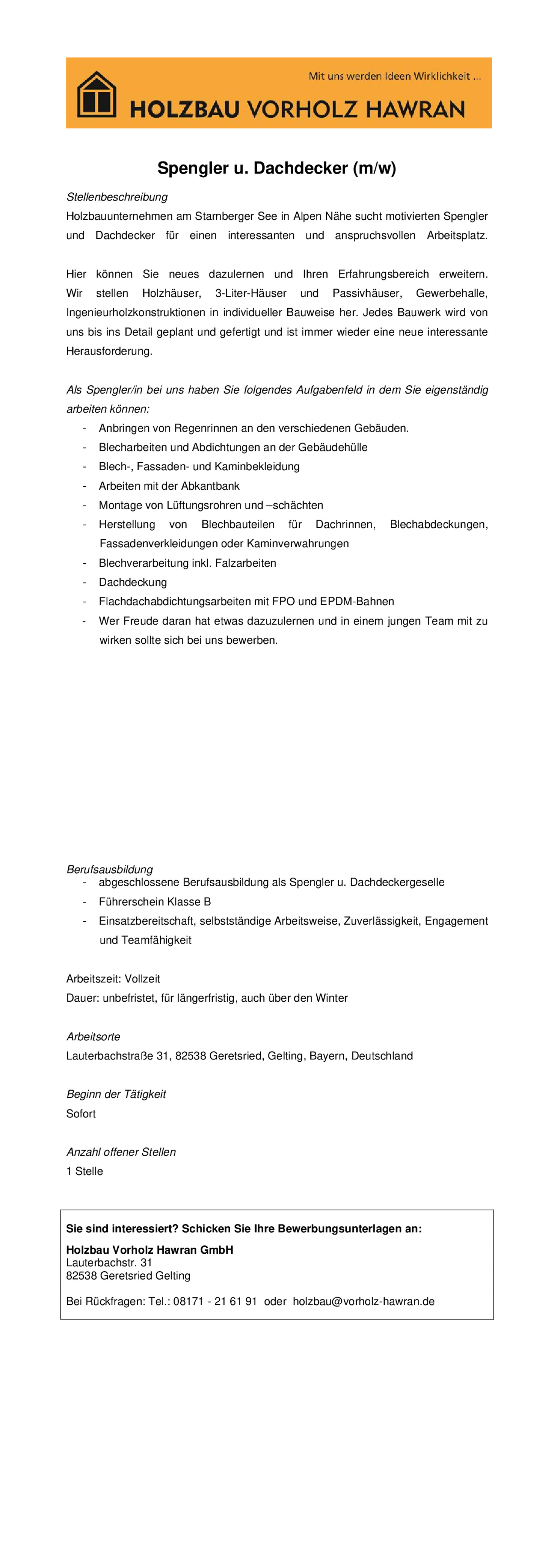 Spengler / Dachdecker